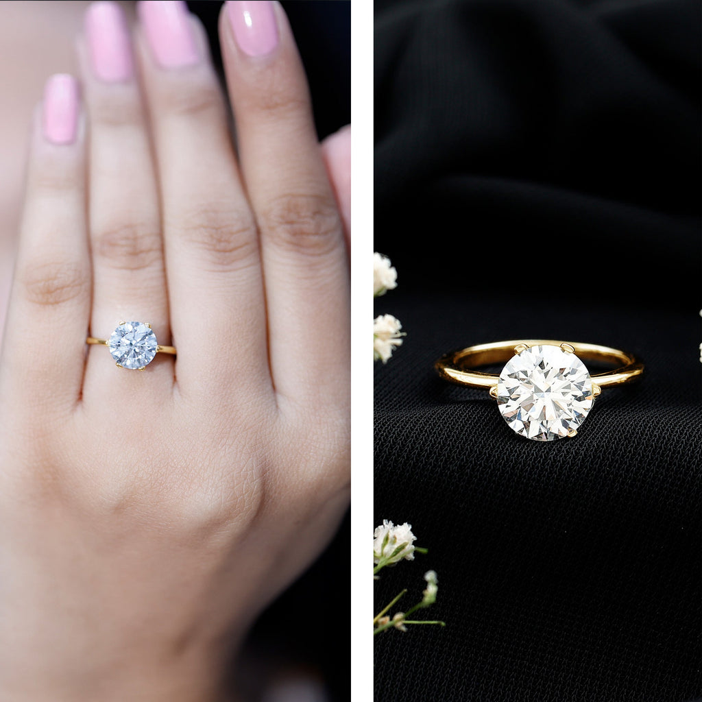 Lab Grown Diamond Ring – 2 Carat Round Cut Solitaire Engagement Ring for Women