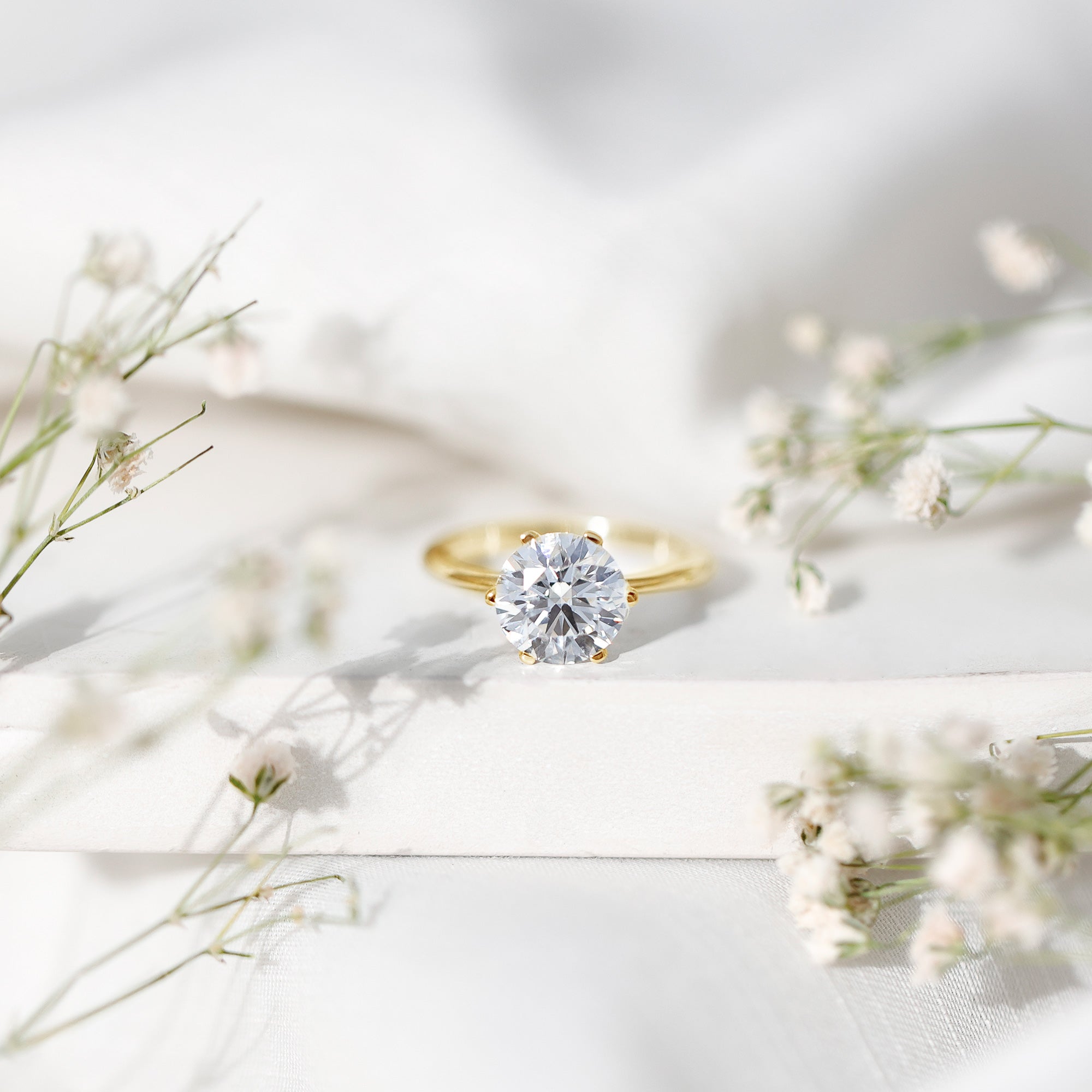 Lab Grown Diamond Ring – 2 Carat Round Cut Solitaire Engagement Ring for Women