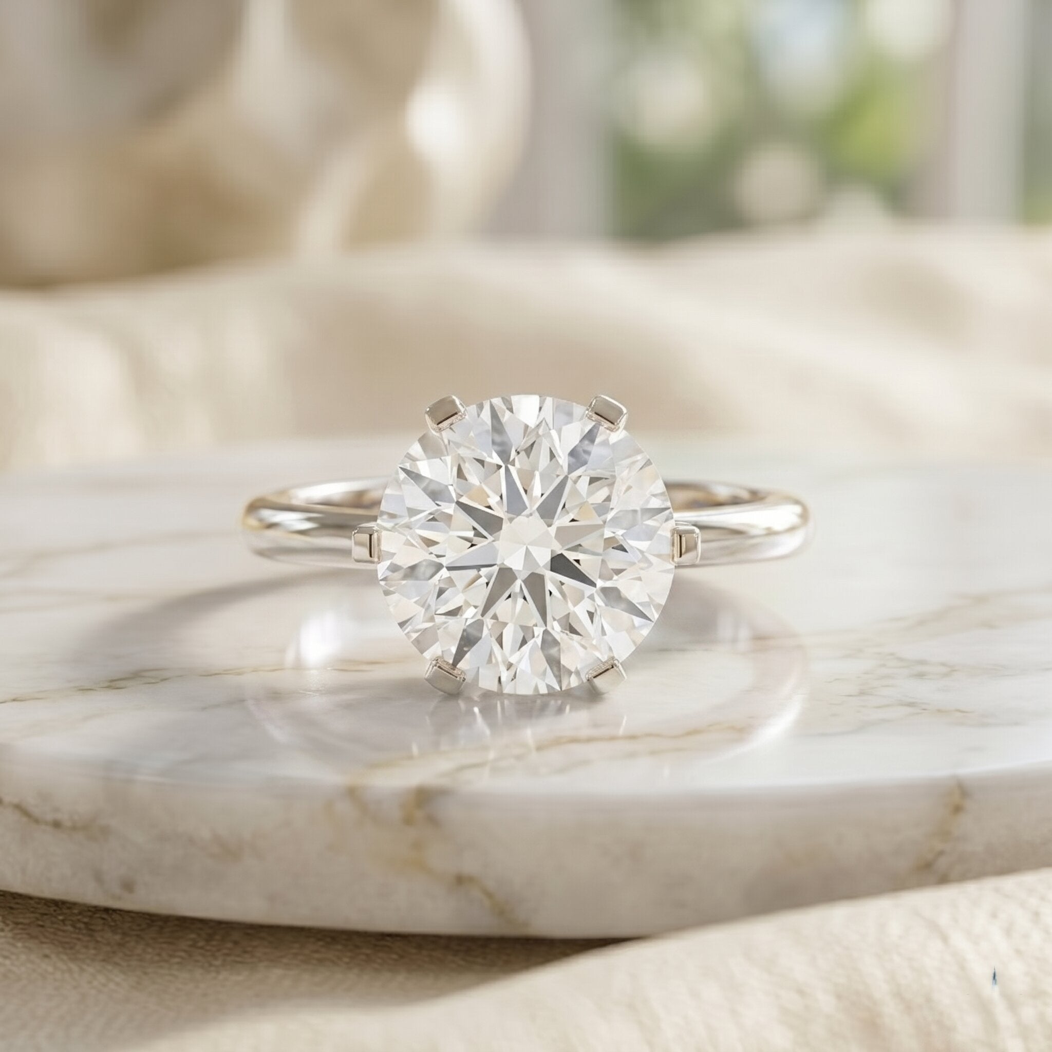 Lab Grown Diamond Ring – 5 Carat IGI Certified Round Cut Solitaire Engagement Ring
