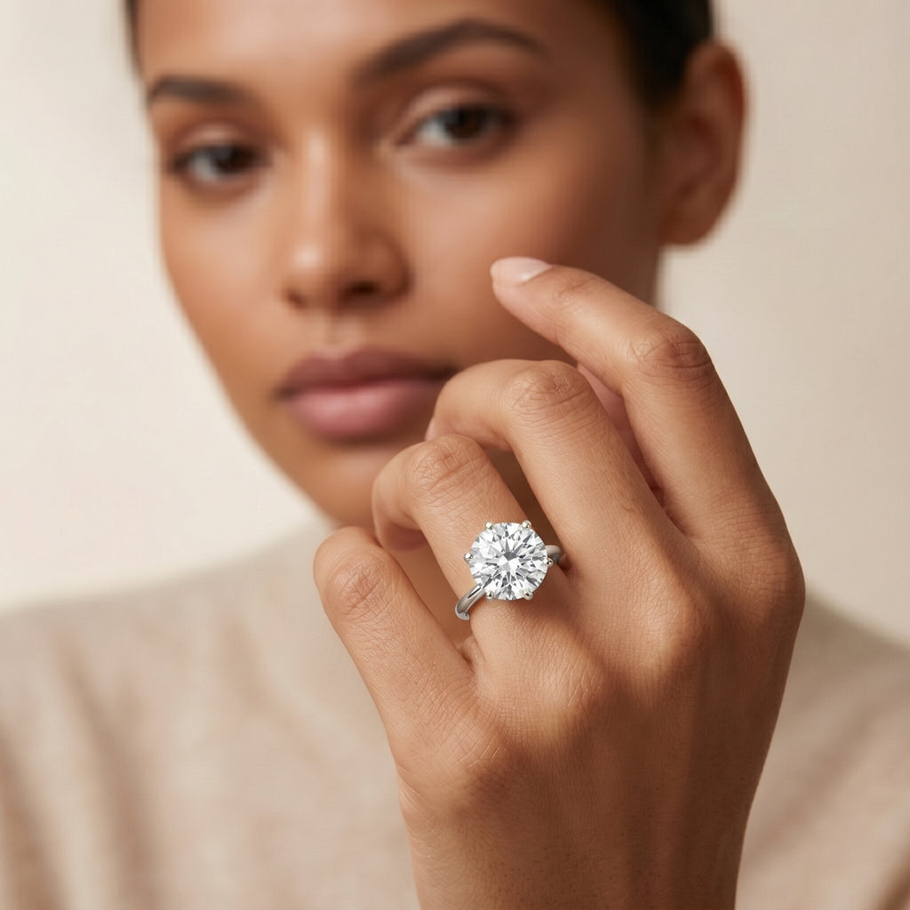 Lab Grown Diamond Ring – 5 Carat IGI Certified Round Cut Solitaire Engagement Ring