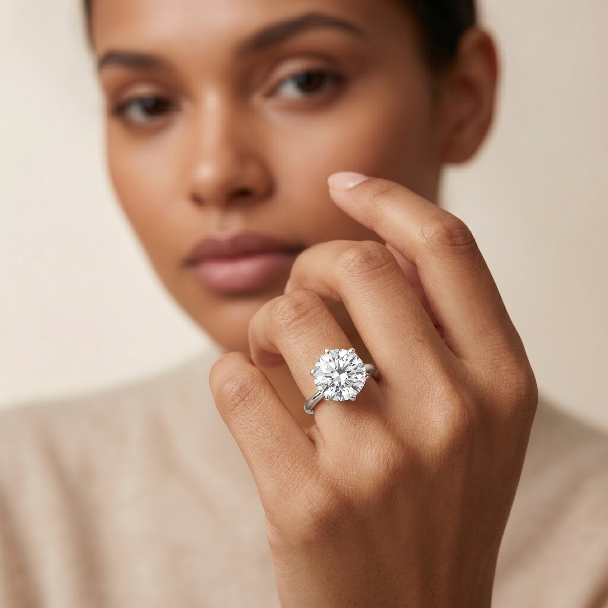 Lab Grown Diamond Ring – 5 Carat IGI Certified Round Cut Solitaire Engagement Ring