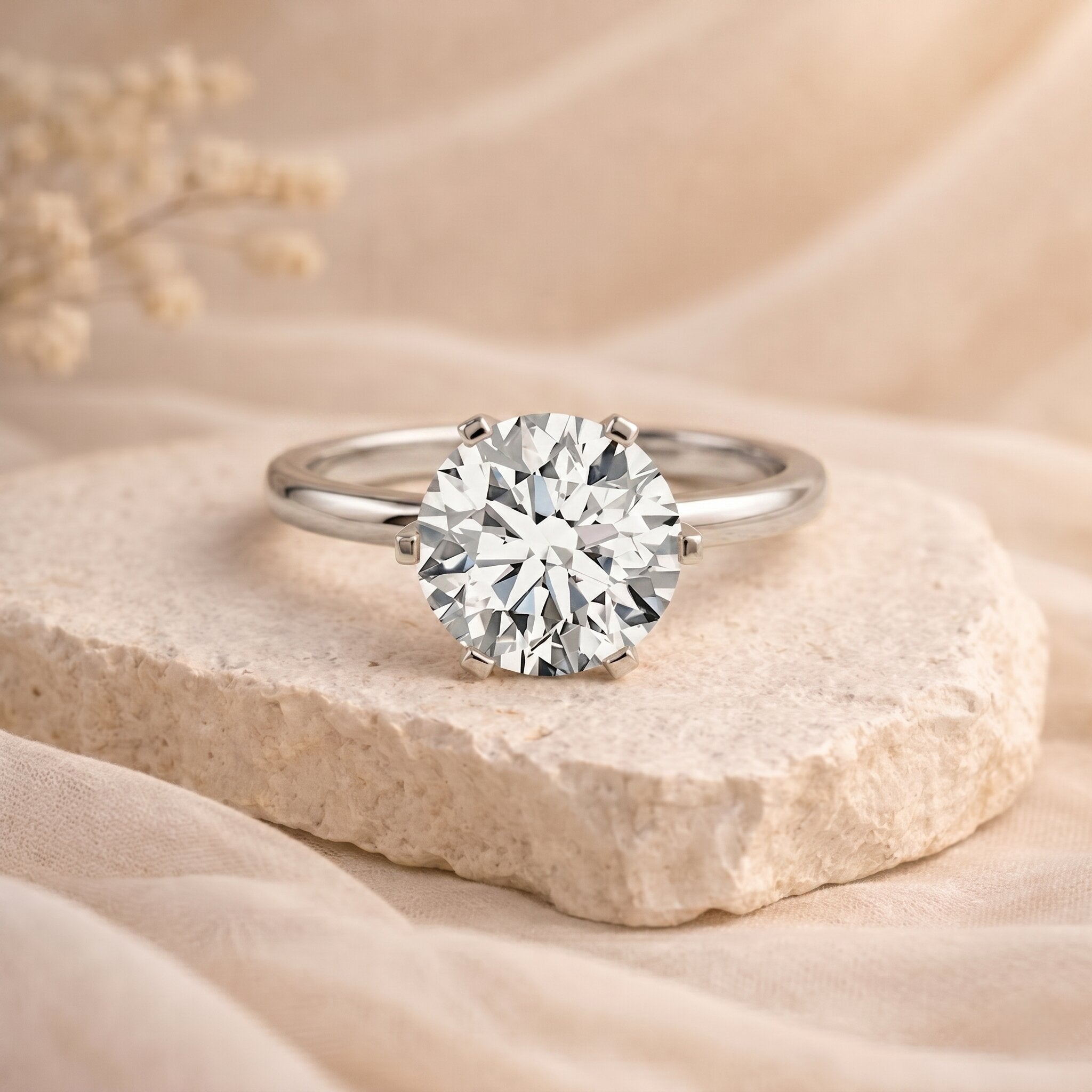 Lab Grown Diamond Ring – 5 Carat IGI Certified Round Cut Solitaire Engagement Ring