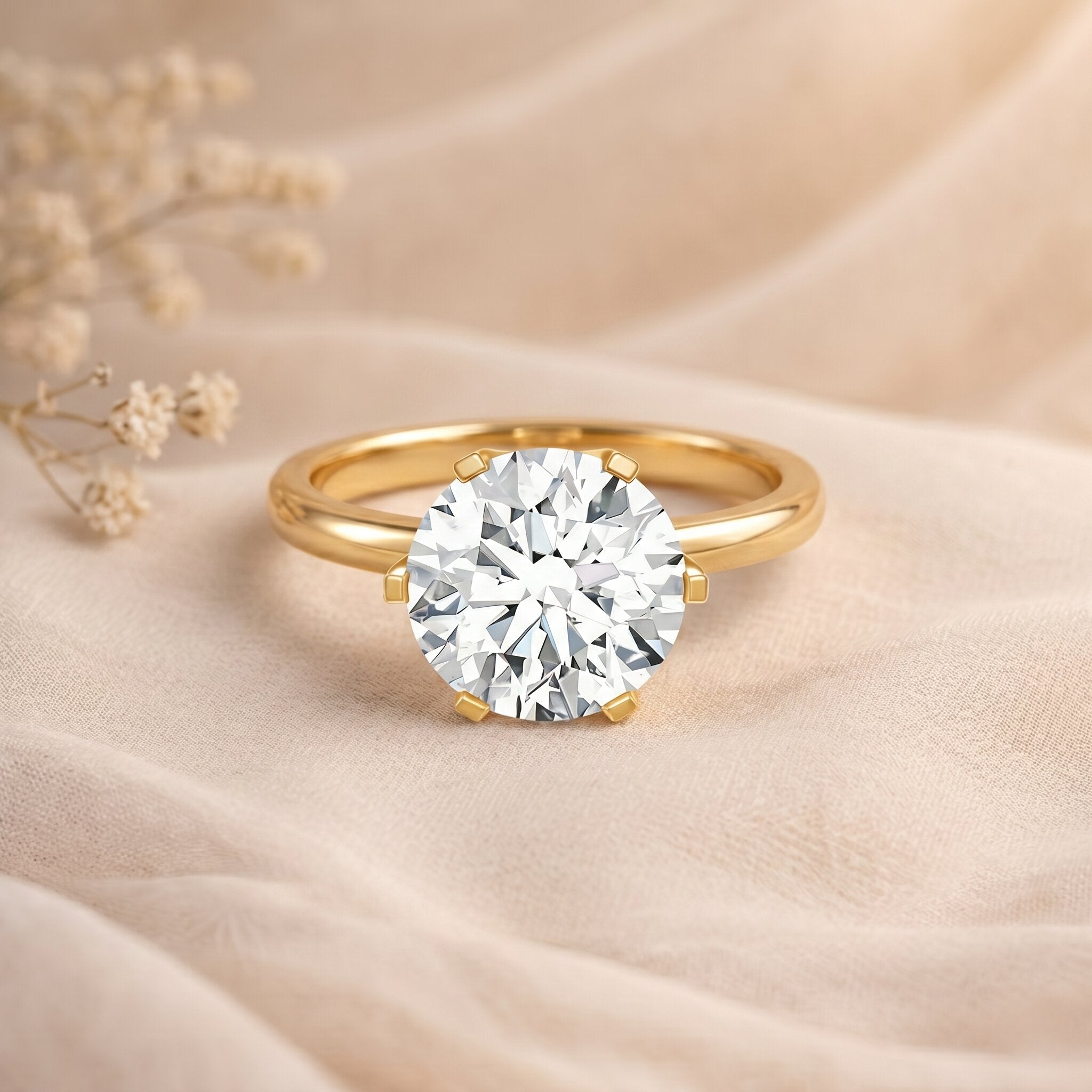 Lab Grown Diamond Ring – 5 Carat IGI Certified Round Cut Solitaire Engagement Ring