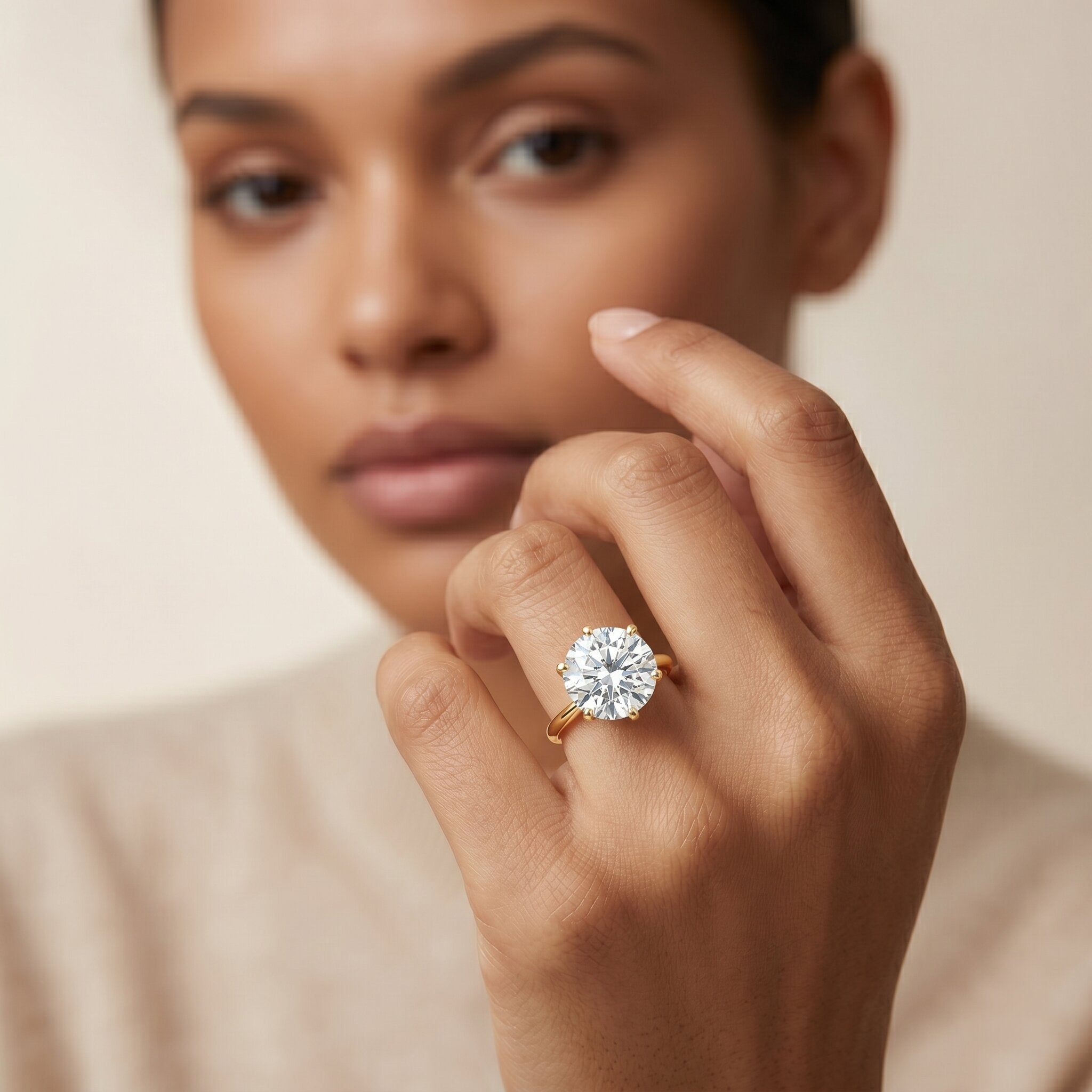Lab Grown Diamond Ring – 5 Carat IGI Certified Round Cut Solitaire Engagement Ring