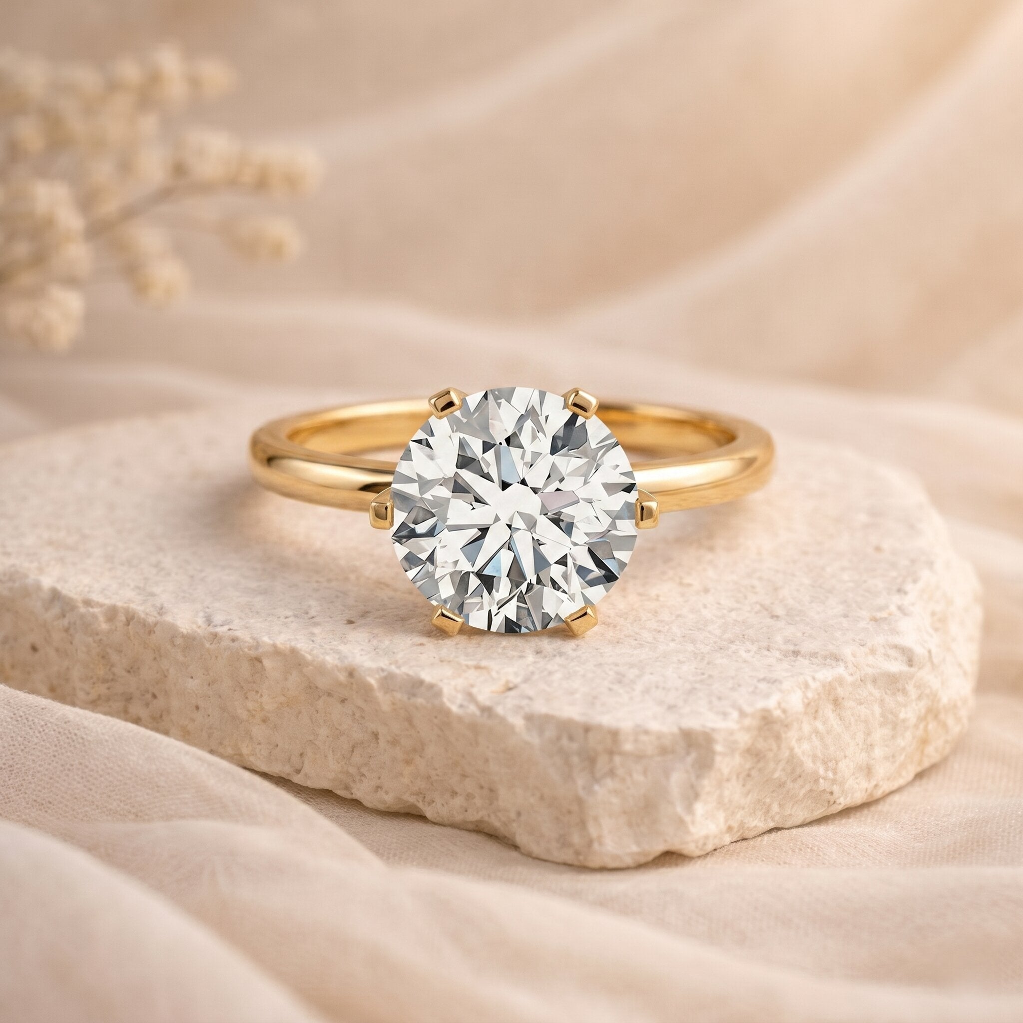 Lab Grown Diamond Ring – 5 Carat IGI Certified Round Cut Solitaire Engagement Ring