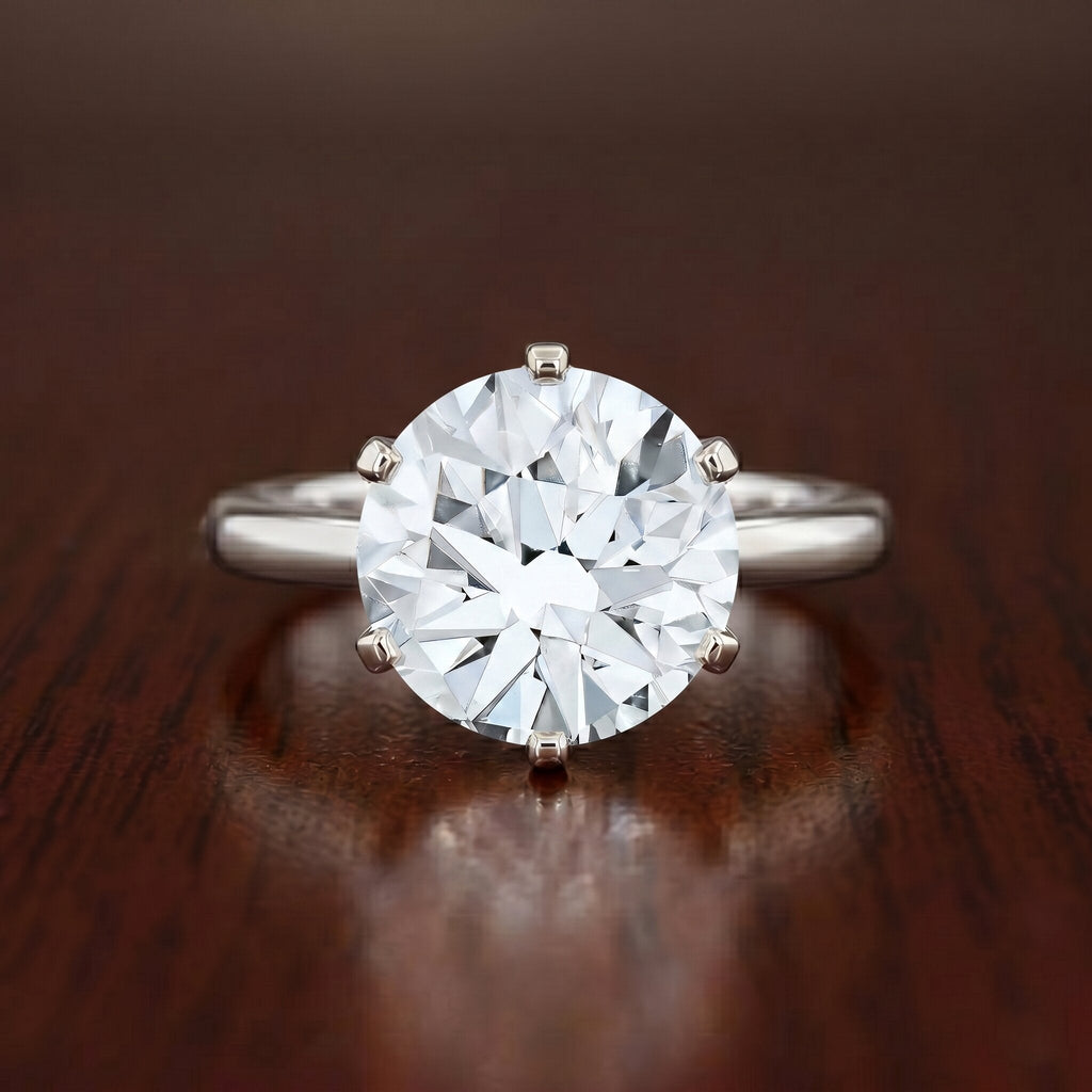 Lab Created Diamond Ring – 4 Carat Round Cut Solitaire Engagement Ring IGI Certified