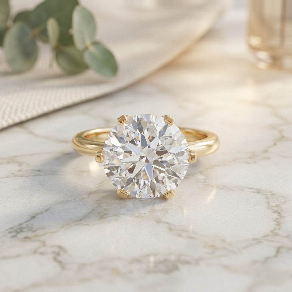 Lab Created Diamond Ring – 4 Carat Round Cut Solitaire Engagement Ring IGI Certified