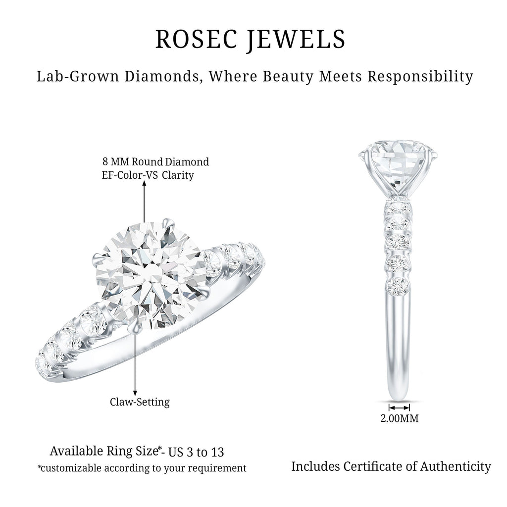 Lab Grown Diamond Ring - 2 Carat Round Engagement Ring with IGI Certificate