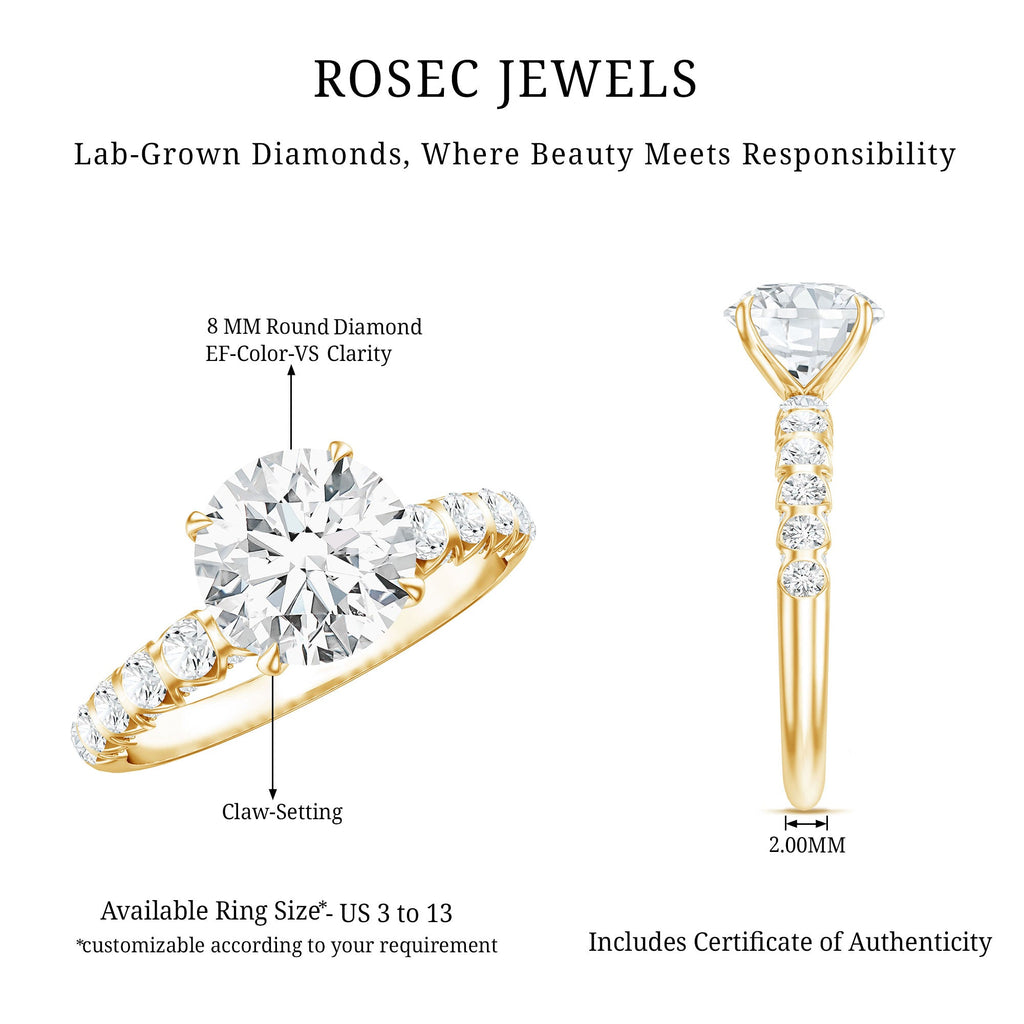 Lab Grown Diamond Ring - 2 Carat Round Engagement Ring with IGI Certificate