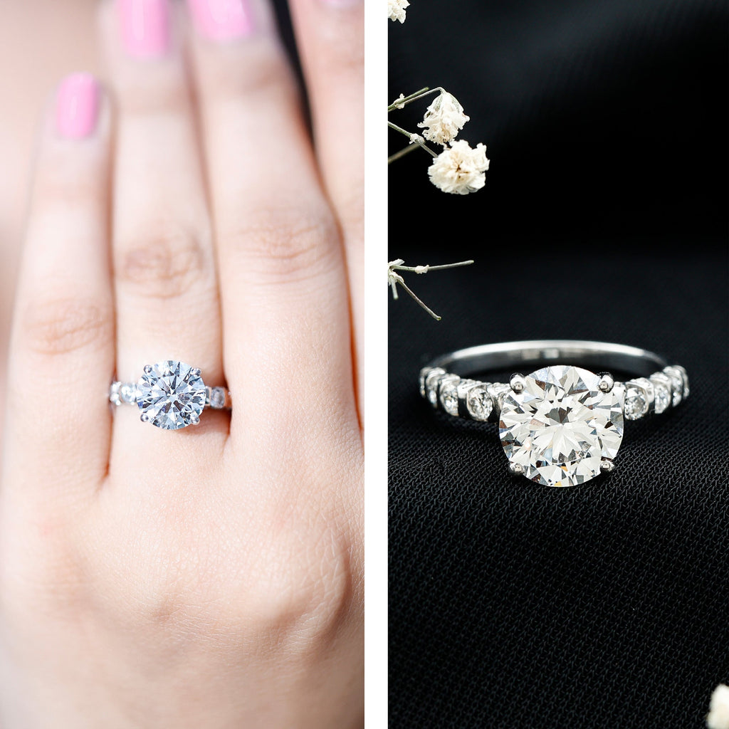 3 Carat Lab Diamond Ring - Round Cut Engagement Ring with IGI Certified Sparkle