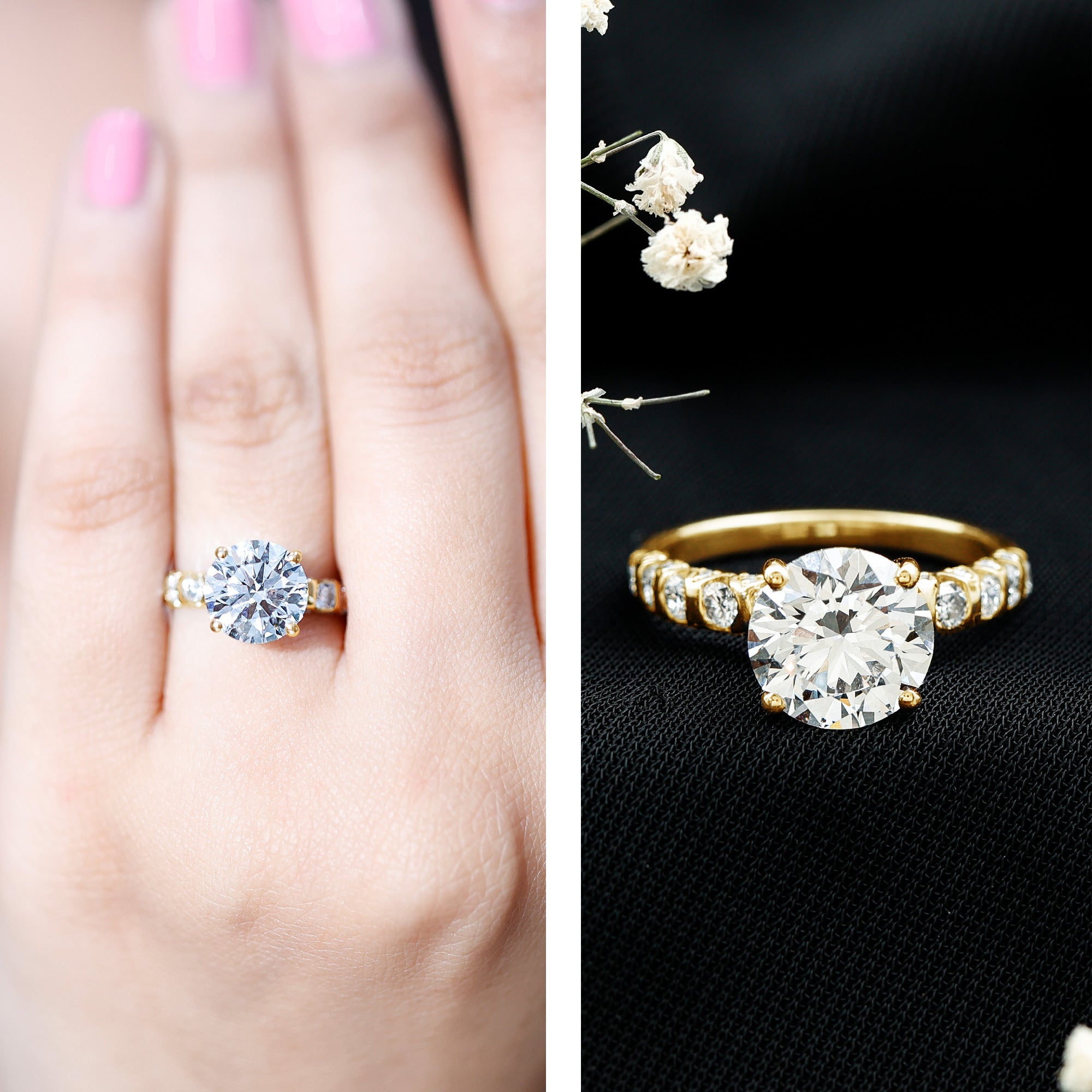 3 Carat Lab Diamond Ring - Round Cut Engagement Ring with IGI Certified Sparkle