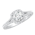 Lab Grown Diamond Ring - 1 Carat Halo Engagement Ring with Split Shank Band