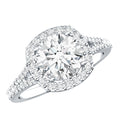 Lab Grown Diamond Ring - 2 Carat Round Cut Halo Engagement Ring with Split Shank