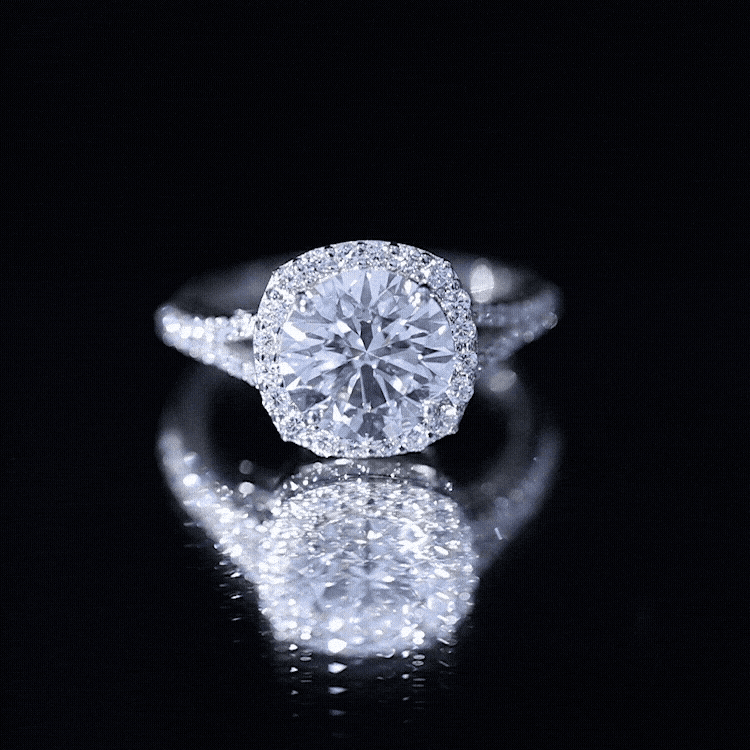 Lab Grown Diamond Ring - 3 Carat Round Cut Engagement Ring with Split Shank Band