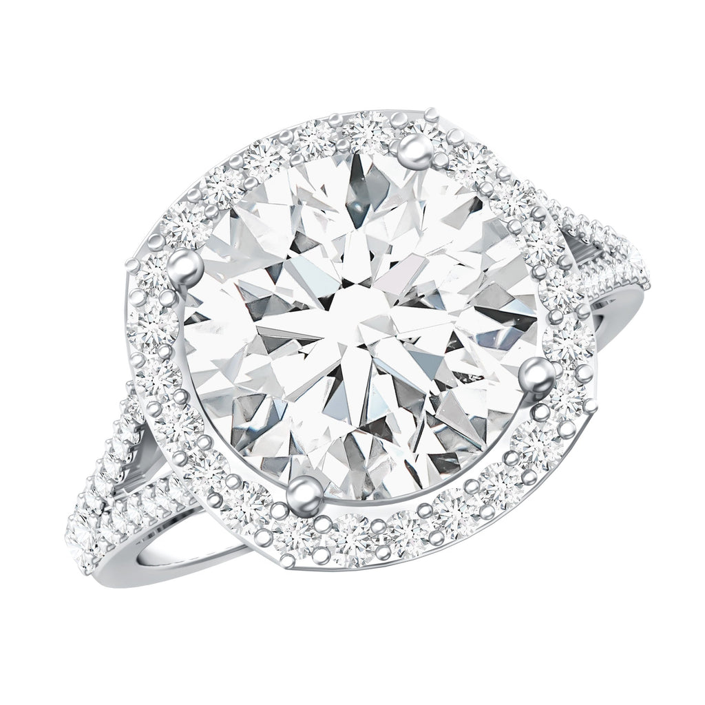 Lab Grown Diamond Ring – 5 Carat Round Cut Engagement Ring with Halo Setting