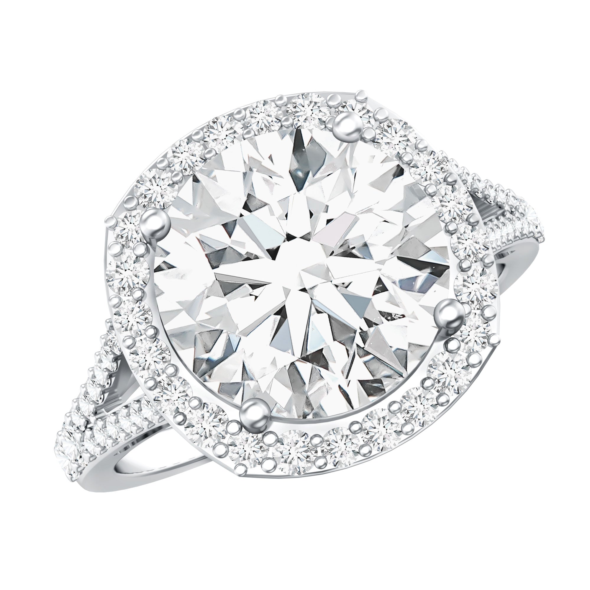 Lab Grown Diamond Ring – 5 Carat Round Cut Engagement Ring with Halo Setting