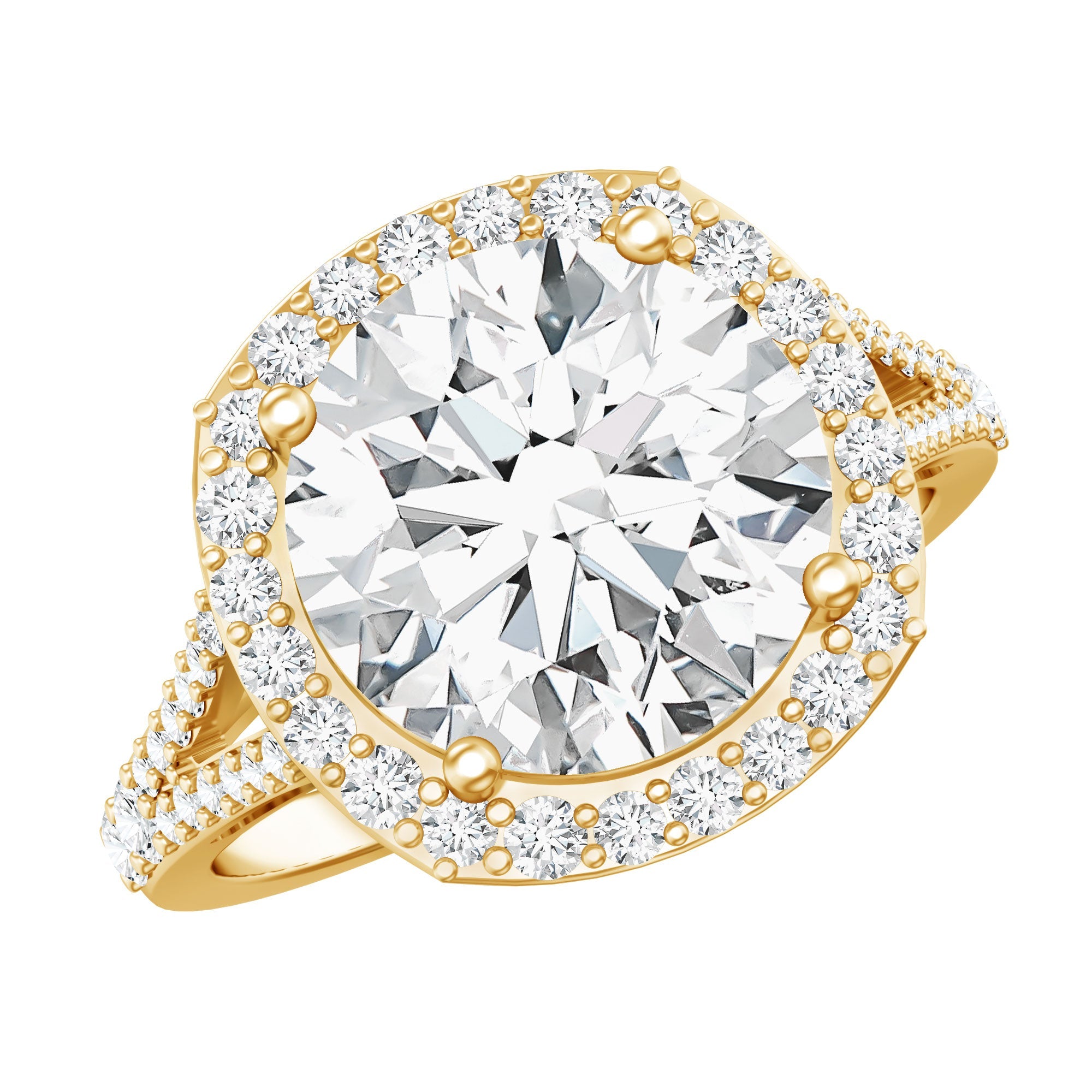 Lab Grown Diamond Ring – 5 Carat Round Cut Engagement Ring with Halo Setting