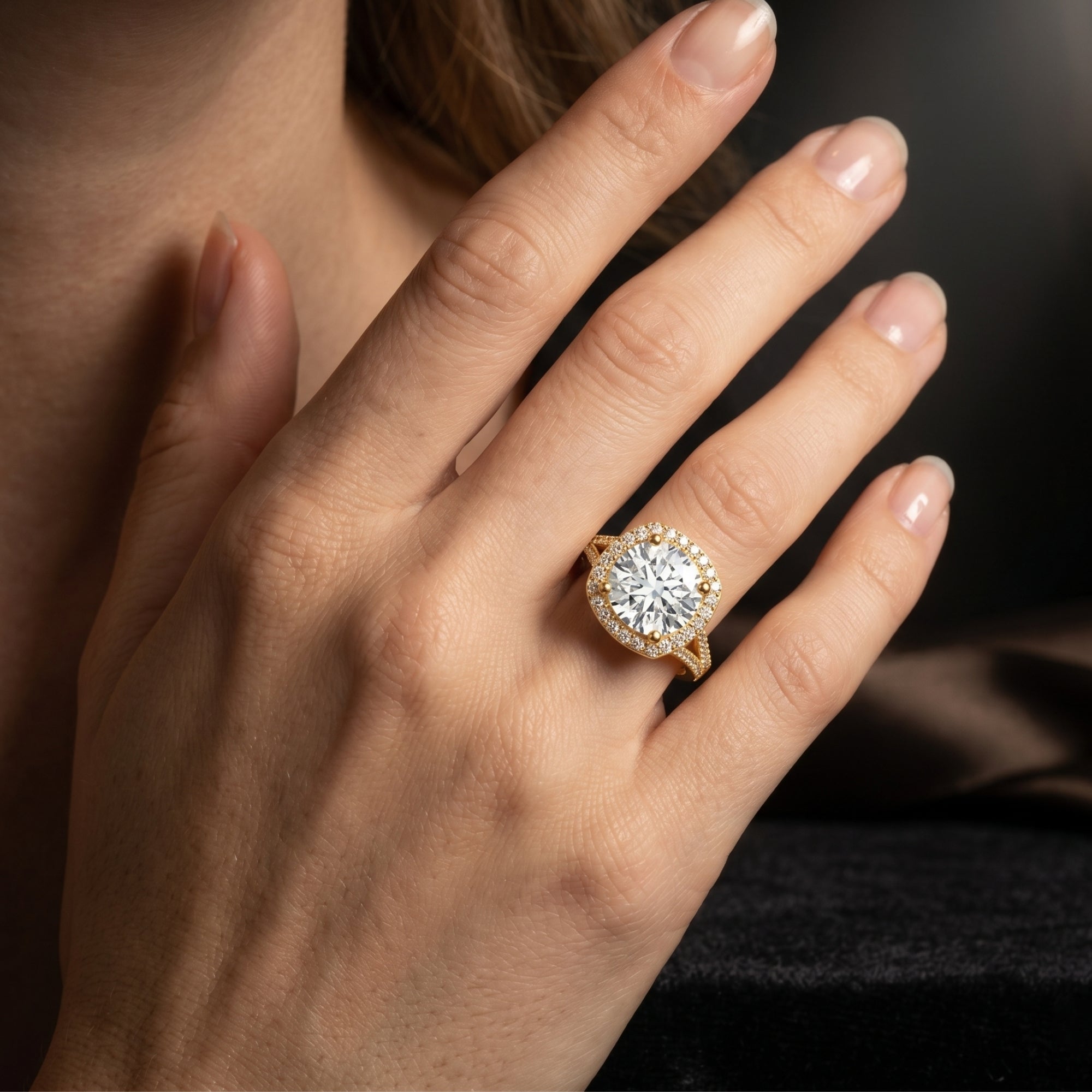 Lab Grown Diamond Ring – 5 Carat Round Cut Engagement Ring with Halo Setting