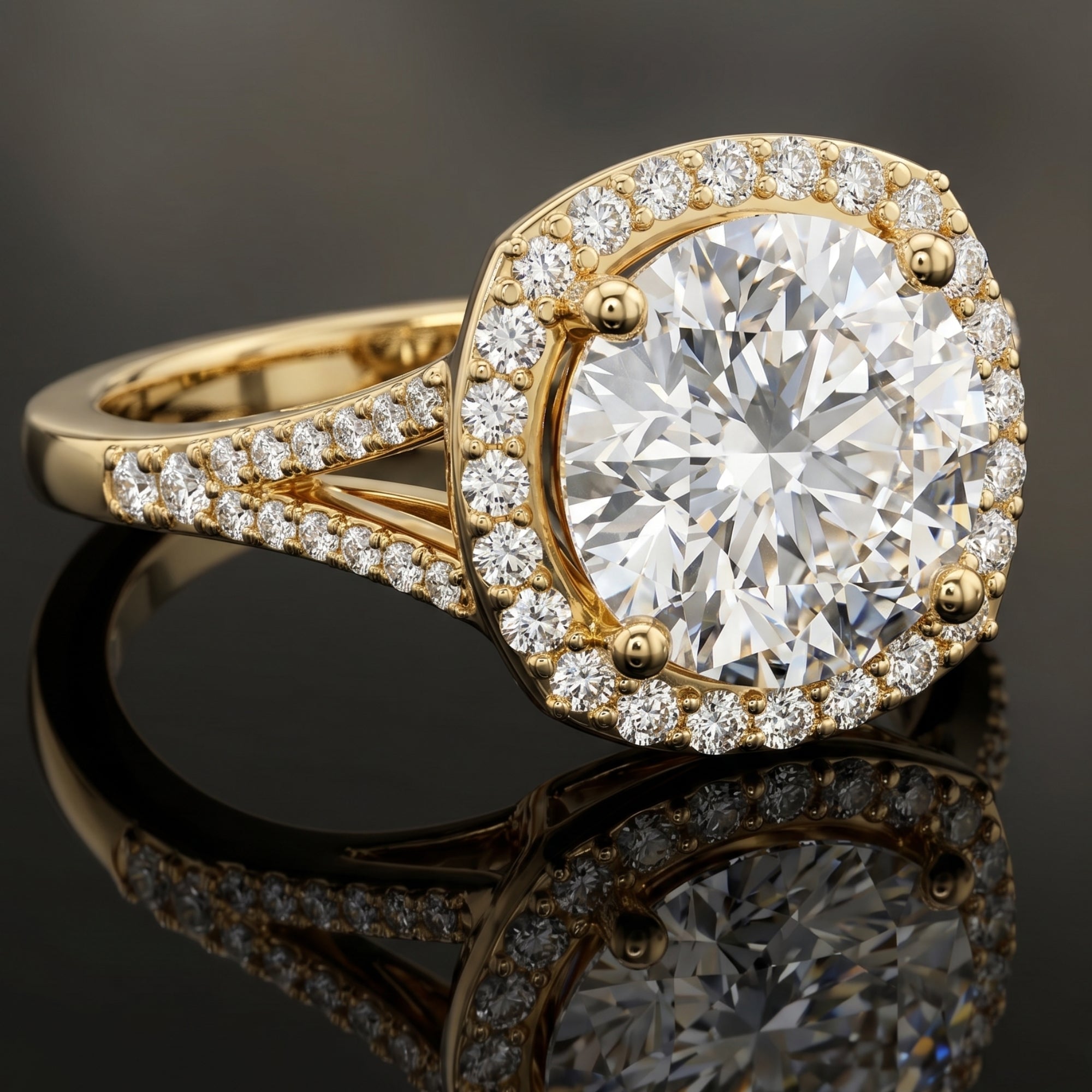 Lab Grown Diamond Ring – 5 Carat Round Cut Engagement Ring with Halo Setting