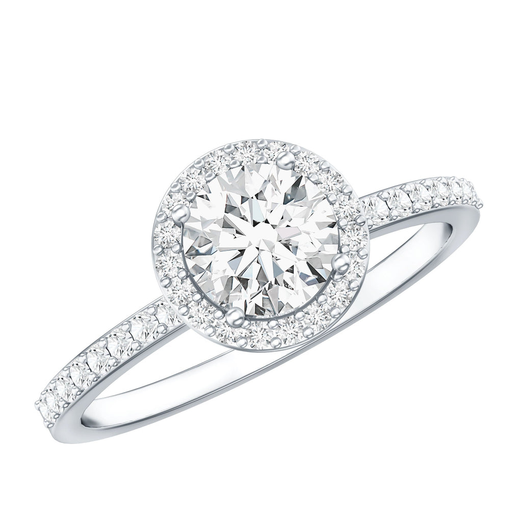 Lab Grown Diamond Ring – IGI Certified Round Engagement Ring with Hidden Halo Design