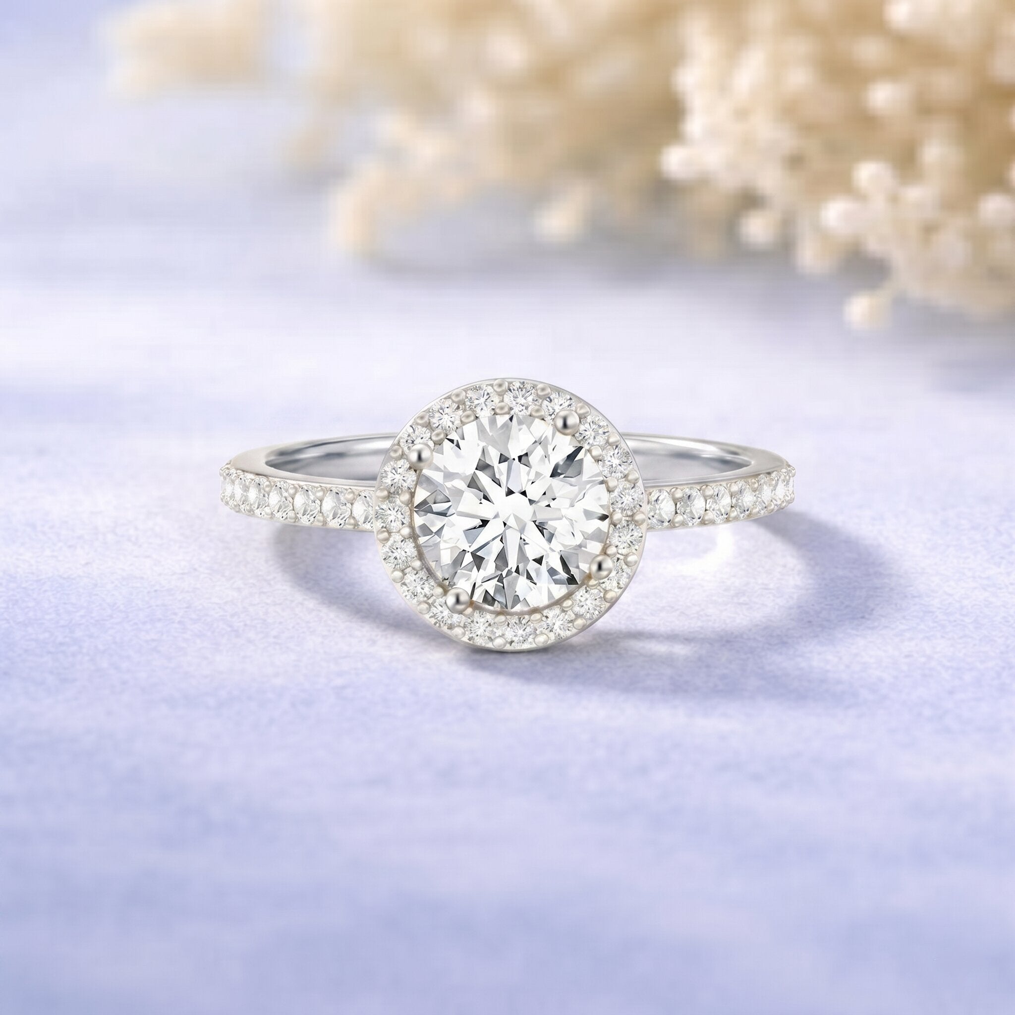 Lab Grown Diamond Ring – IGI Certified Round Engagement Ring with Hidden Halo Design