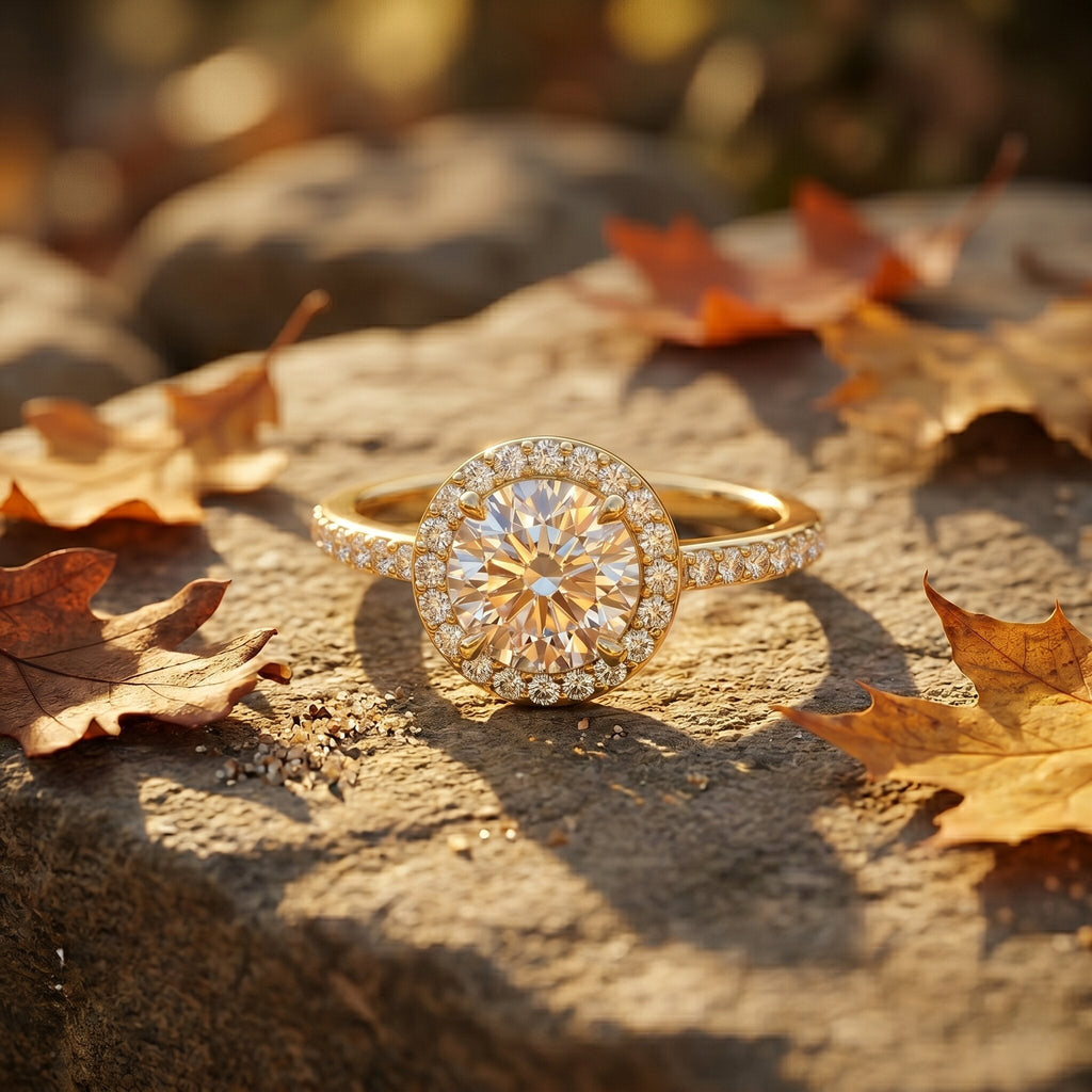 Lab Grown Diamond Ring – IGI Certified Round Engagement Ring with Hidden Halo Design