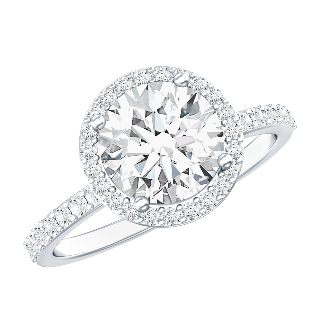 Lab Grown Diamond Ring – 2 Carat Halo Engagement Ring with IGI Certified Round Diamond