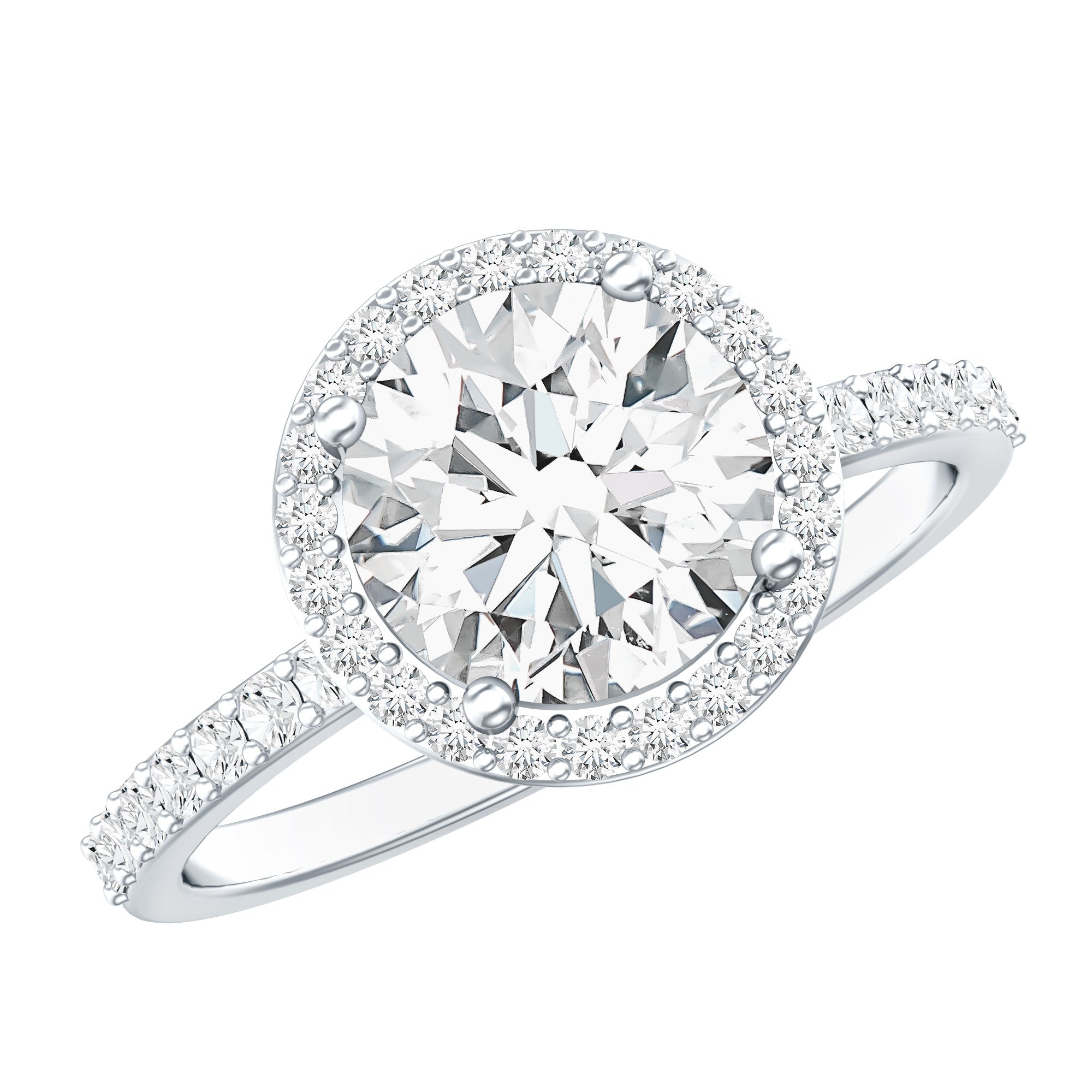 Lab Grown Diamond Ring – 2 Carat Halo Engagement Ring with IGI Certified Round Diamond