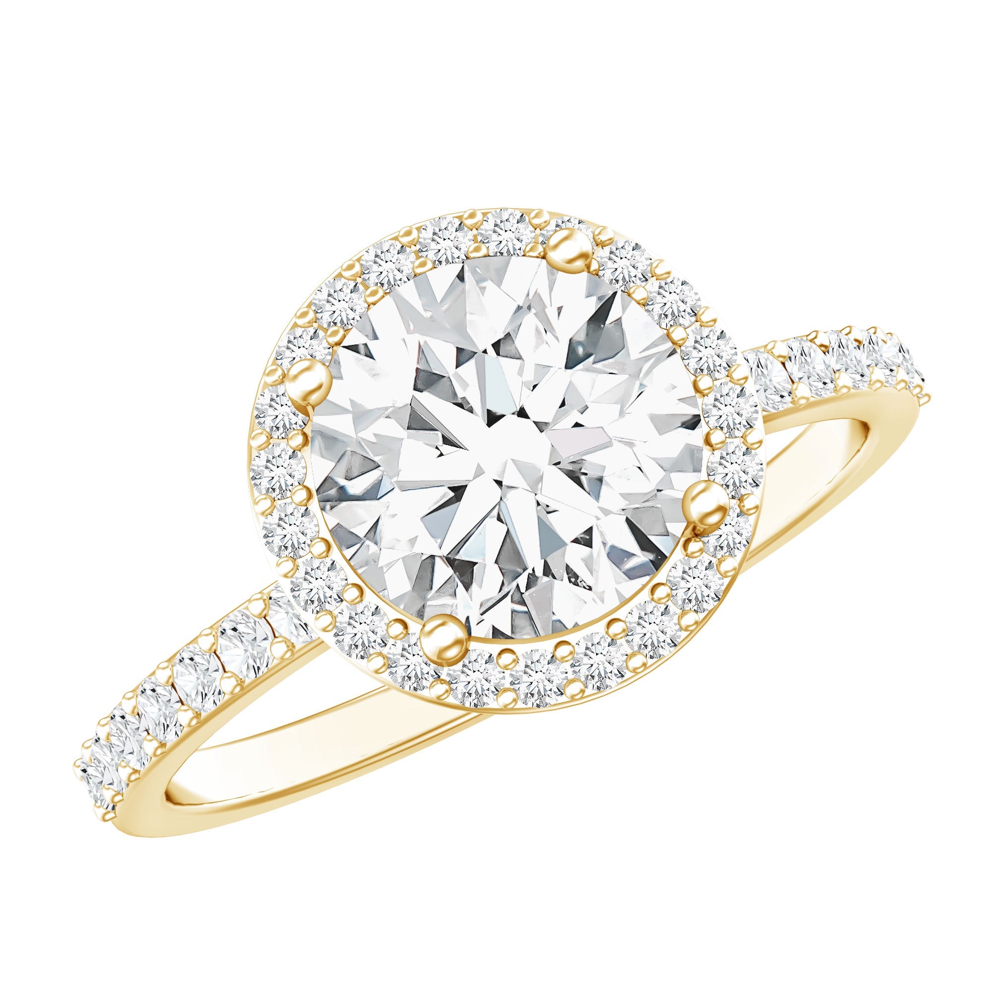 Lab Grown Diamond Ring – 2 Carat Halo Engagement Ring with IGI Certified Round Diamond