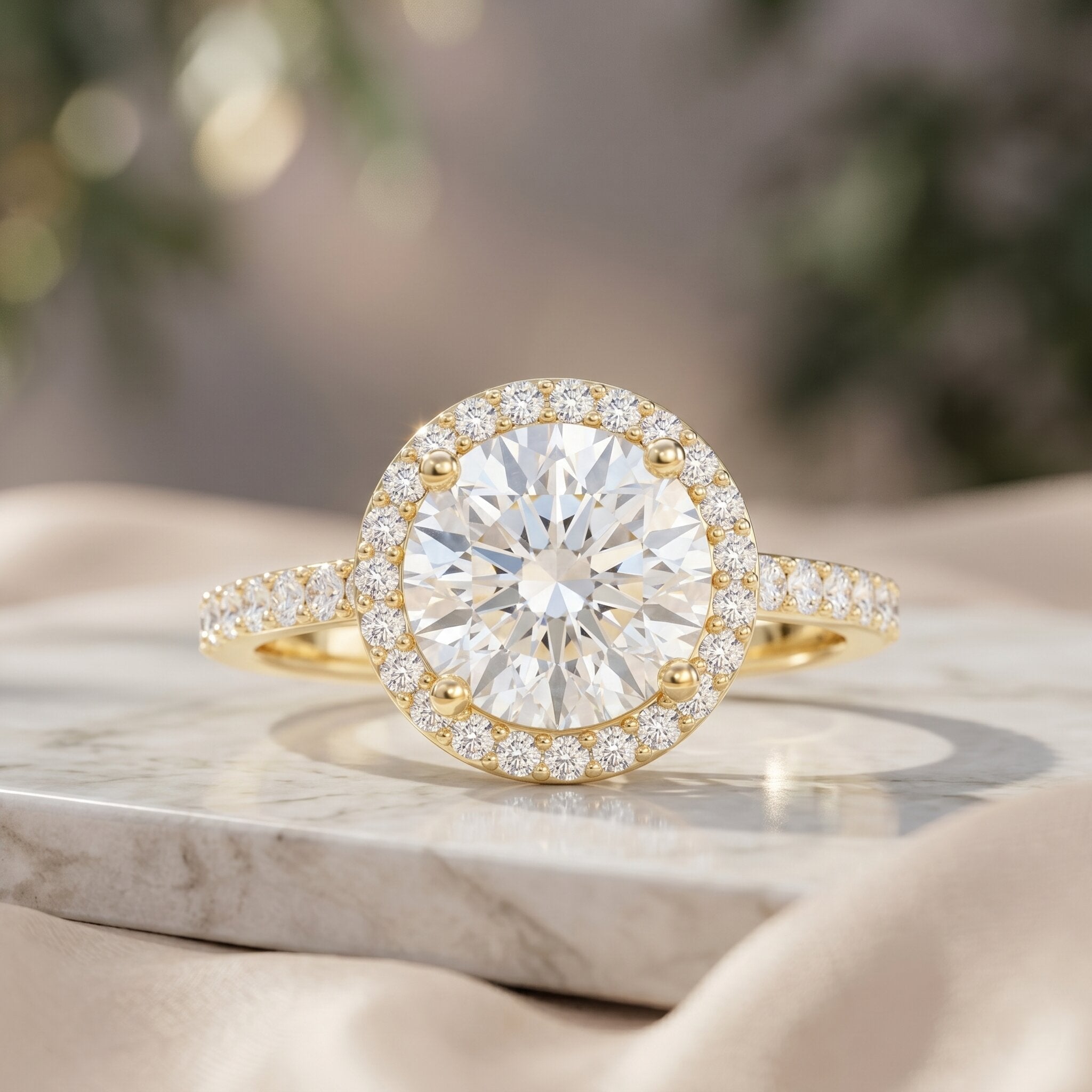 Lab Grown Diamond Ring – 2 Carat Halo Engagement Ring with IGI Certified Round Diamond