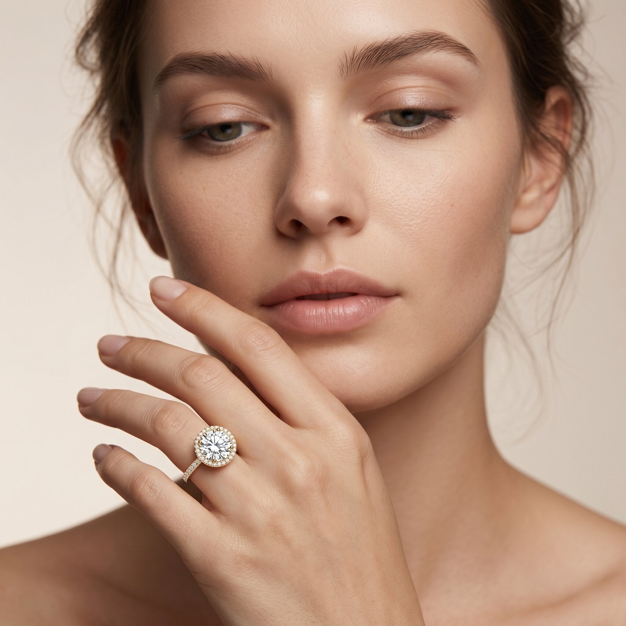 Lab Grown Diamond Ring – 2 Carat Halo Engagement Ring with IGI Certified Round Diamond