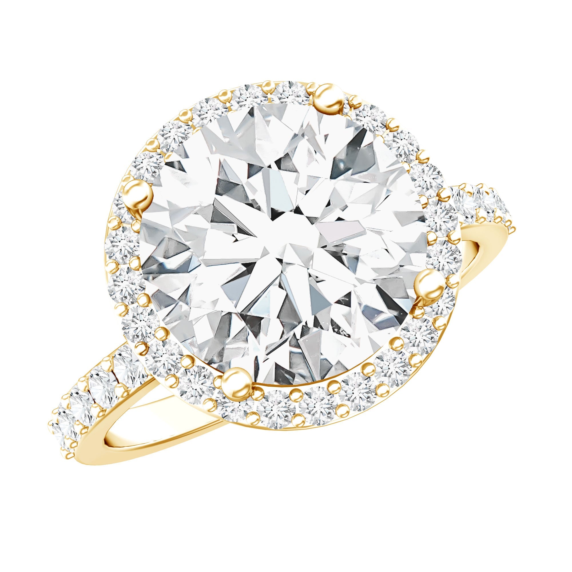 Lab Grown Diamond Ring - 5 Carat Round Cut Halo Engagement Ring IGI Certified