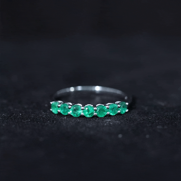 Emerald Eternity Ring – 7 Stone Half Eternity Band With AAA Quality Emerald
