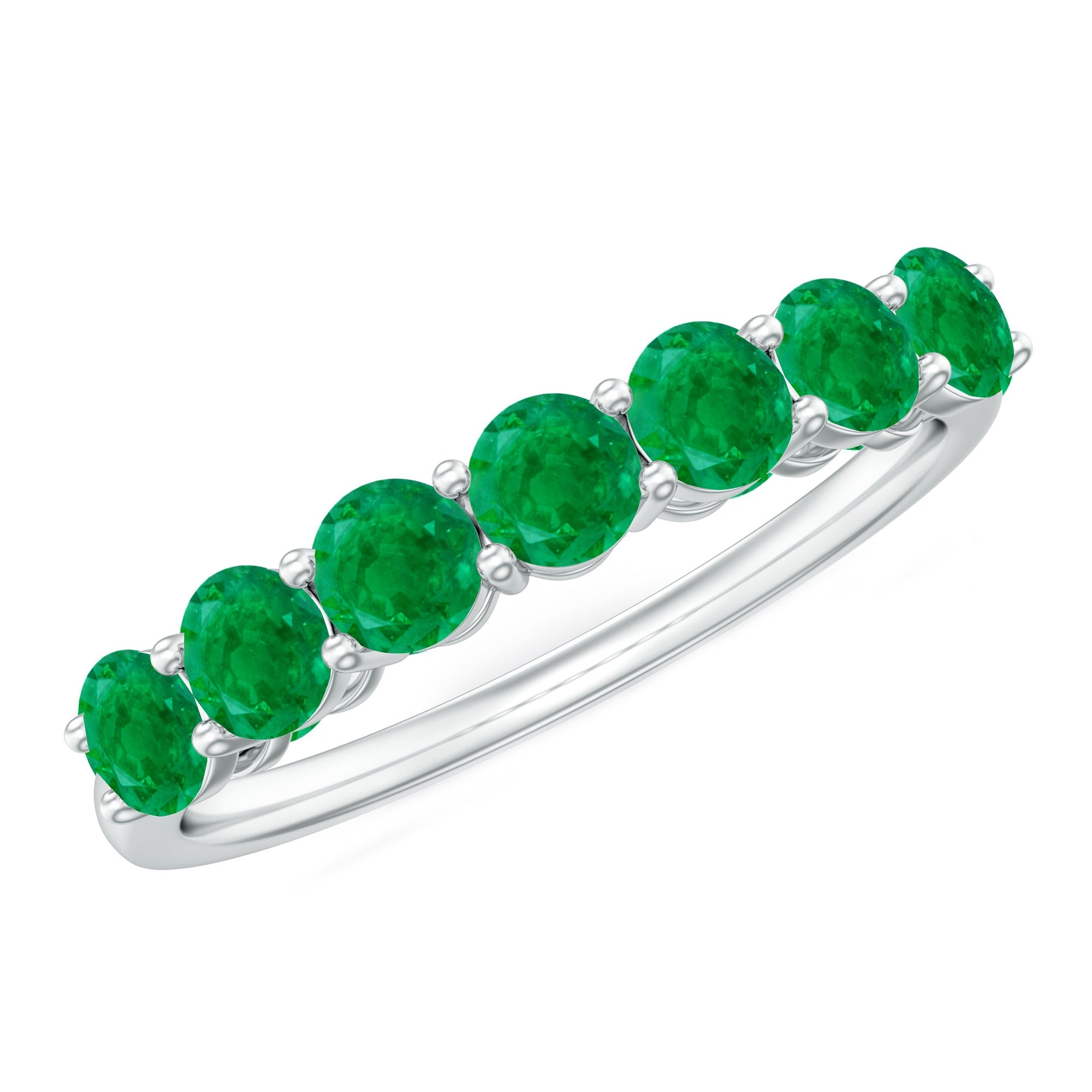 Emerald Eternity Ring – 7 Stone Half Eternity Band With AAA Quality Emerald