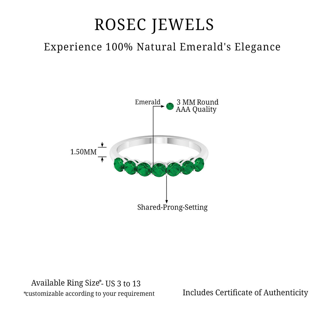 Emerald Eternity Ring – 7 Stone Half Eternity Band With AAA Quality Emerald