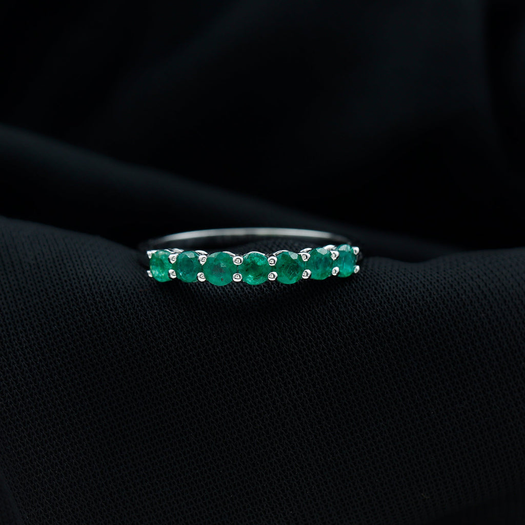 Emerald Eternity Ring – 7 Stone Half Eternity Band With AAA Quality Emerald