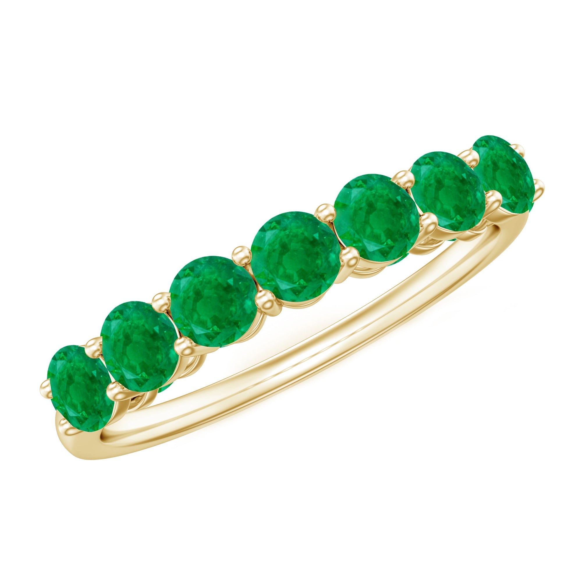 Emerald Eternity Ring – 7 Stone Half Eternity Band With AAA Quality Emerald