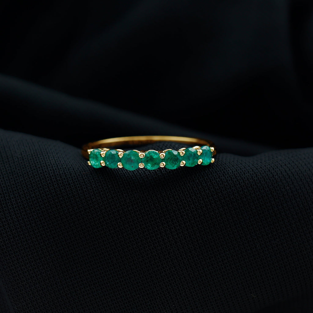 Emerald Eternity Ring – 7 Stone Half Eternity Band With AAA Quality Emerald