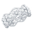Diamond Wedding Band | Floral Pattern Ring With Natural Diamonds & Prong Setting