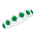 Emerald Half Eternity Ring – Geometric Green Gemstone Band for Women