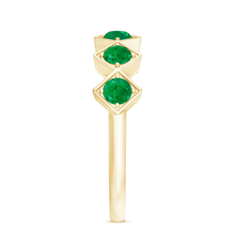 Emerald Half Eternity Ring – Geometric Green Gemstone Band for Women