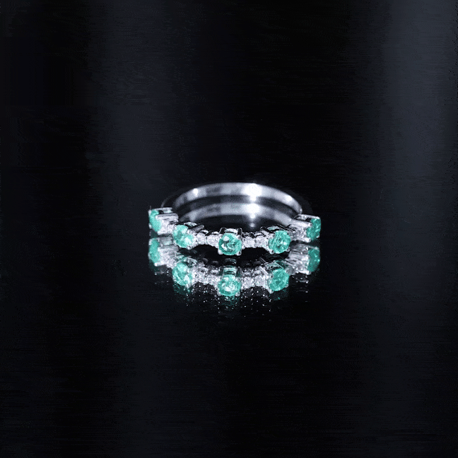 Emerald Half Eternity Ring – Diamond Wedding Band With Sparkling Accents