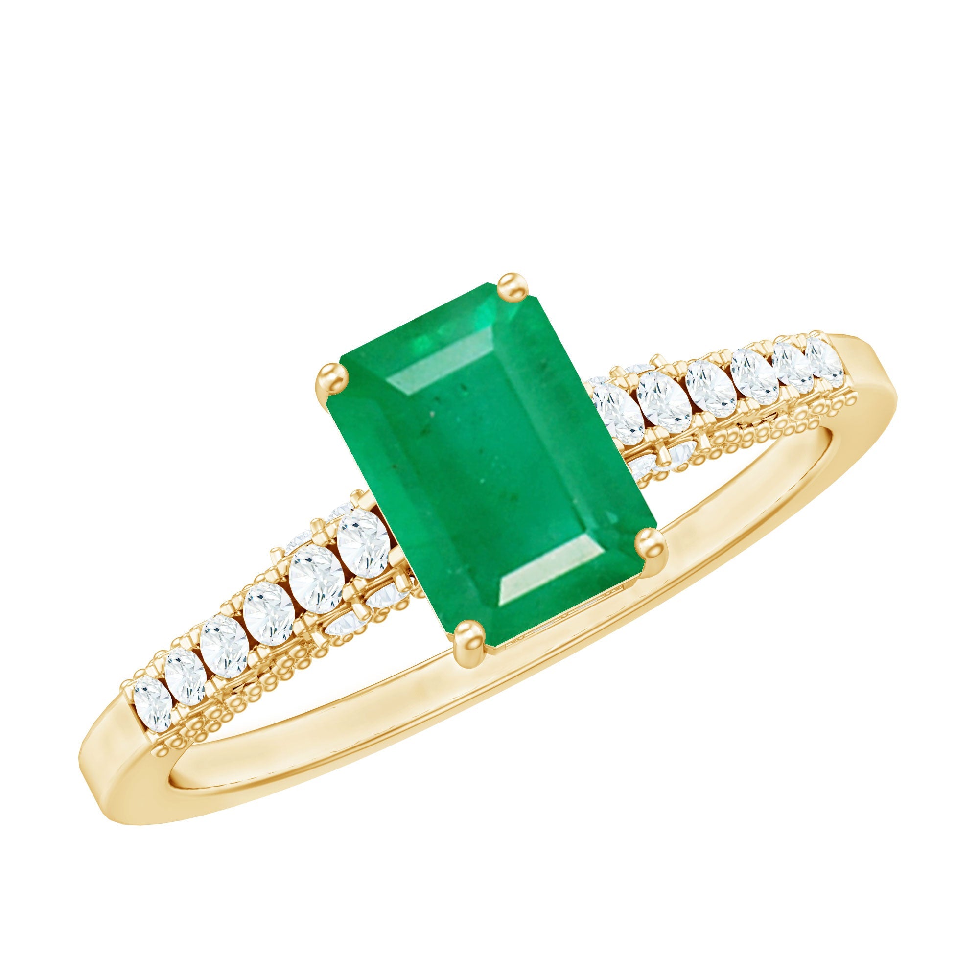 Emerald Engagement Ring – Vintage Inspired 1 Carat Emerald Cut Diamond Solitaire