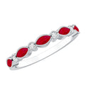 Ruby Half Eternity Ring – Marquise Ruby & Lab Diamond Band With Beaded Detail