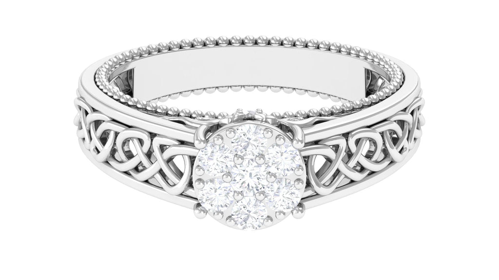 Illusion Real Diamond Celtic Knot Band Ring for Women