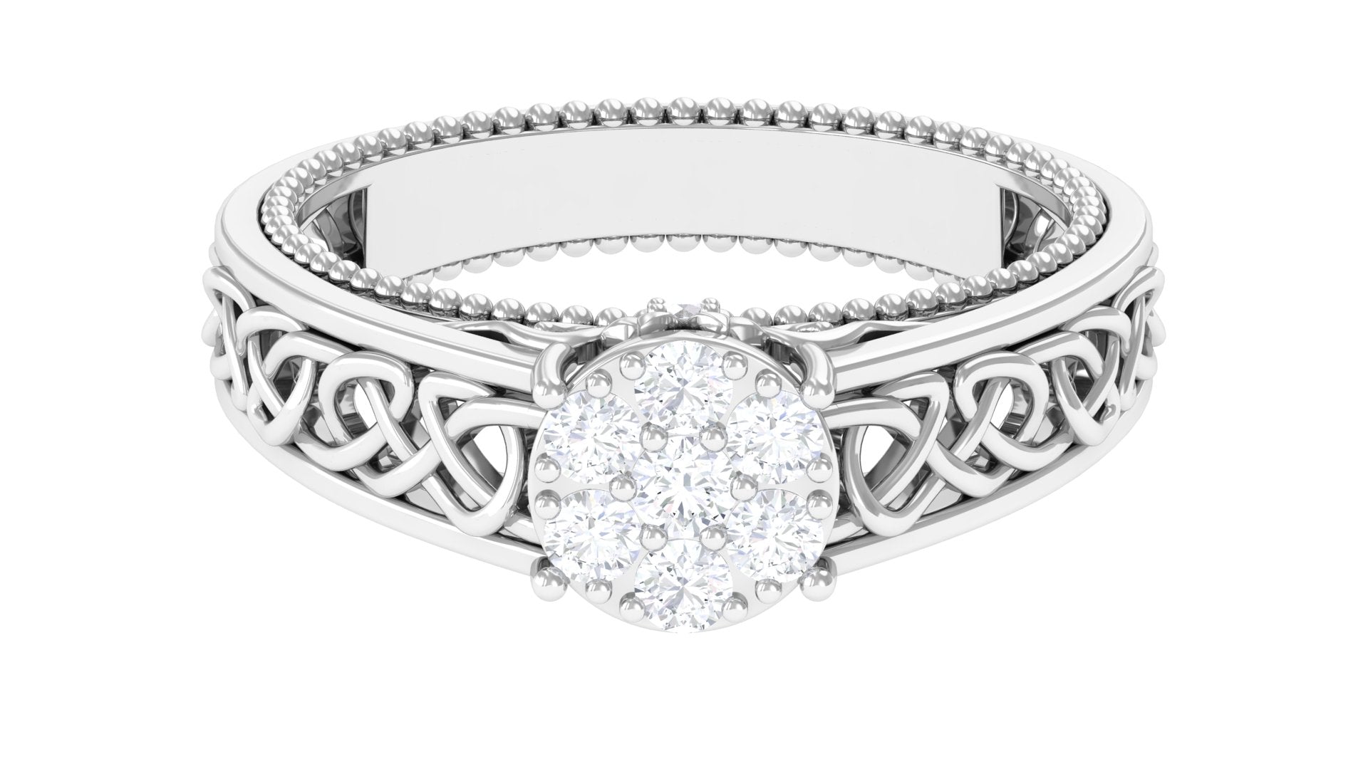 Illusion Real Diamond Celtic Knot Band Ring for Women