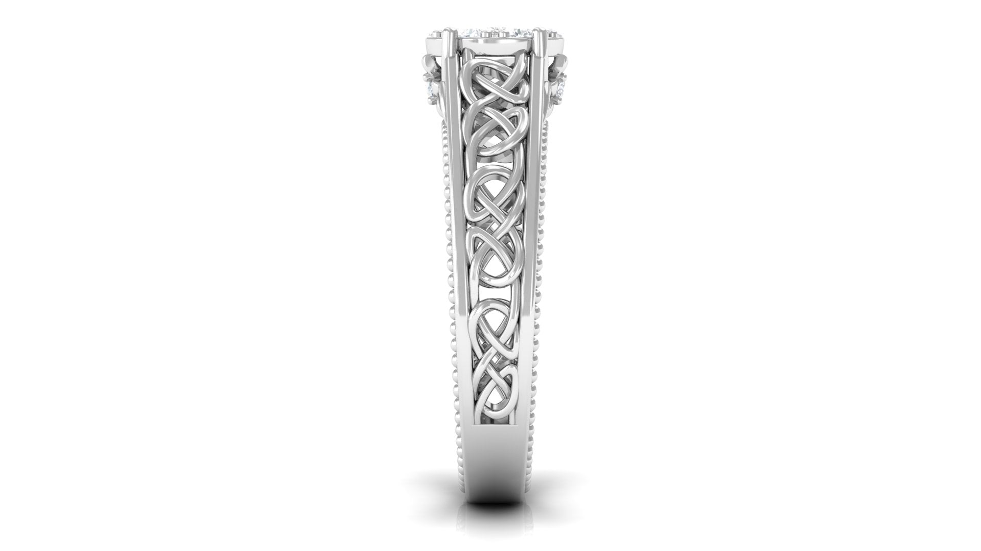 Illusion Real Diamond Celtic Knot Band Ring for Women