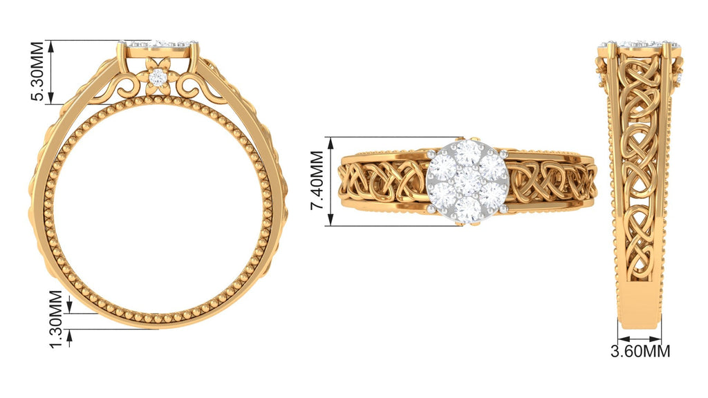 Illusion Real Diamond Celtic Knot Band Ring for Women