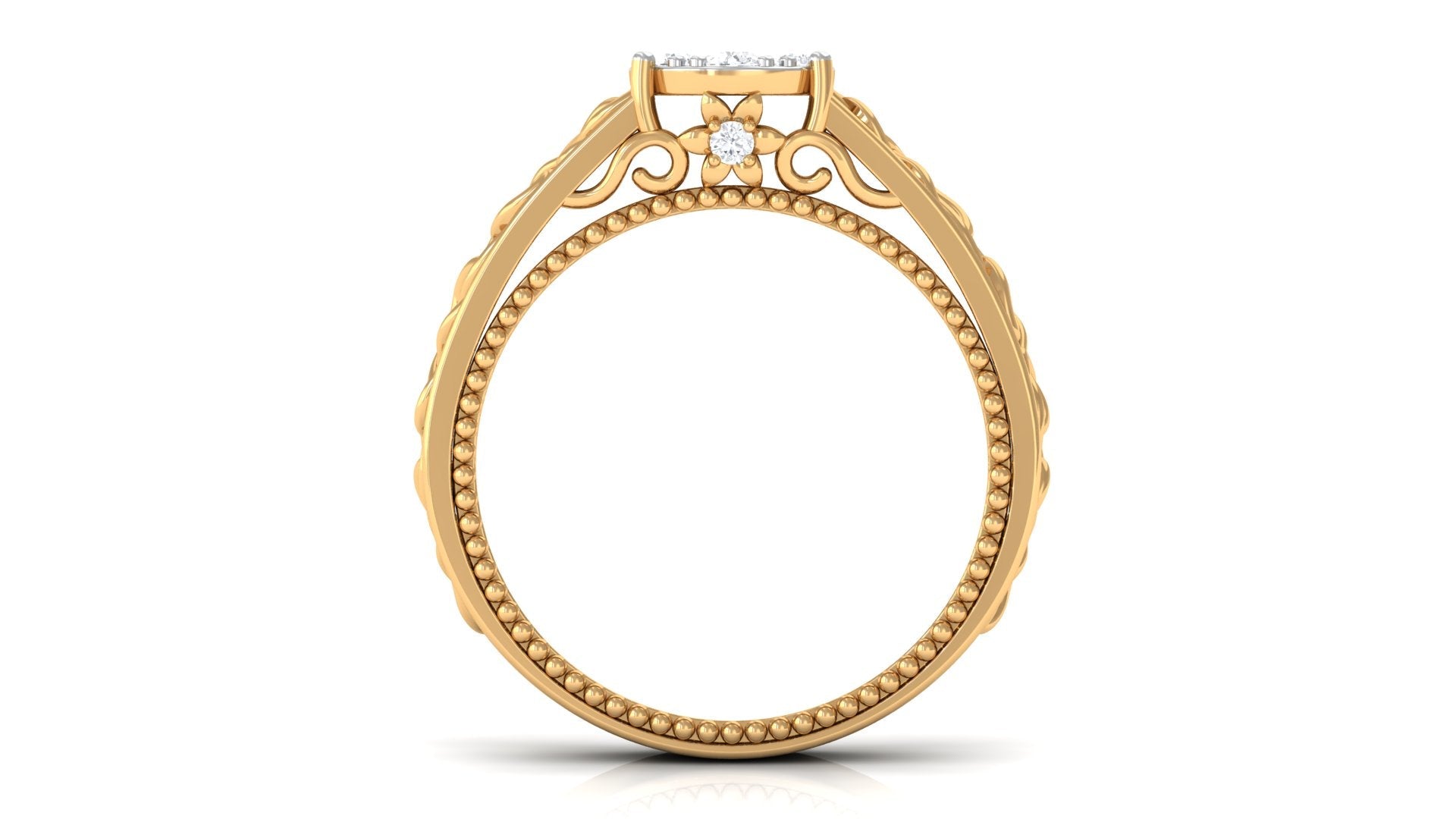 Illusion Real Diamond Celtic Knot Band Ring for Women