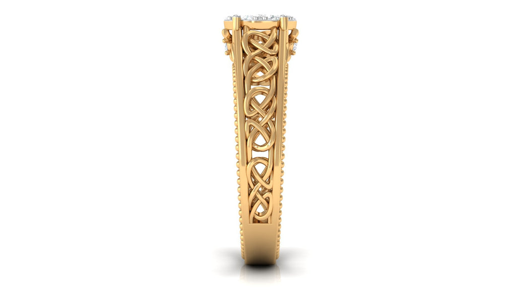 Illusion Real Diamond Celtic Knot Band Ring for Women